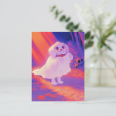 Happy Ghost Dog Postkarte (Stehend Vorderseite)