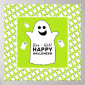 Happy Ghost, grünes Halloween-Party Poster (Vorne)