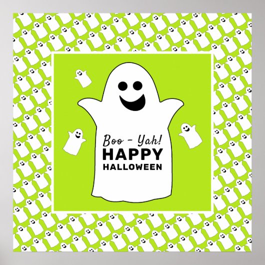 Happy Ghost, grünes Halloween-Party Poster (Vorne)