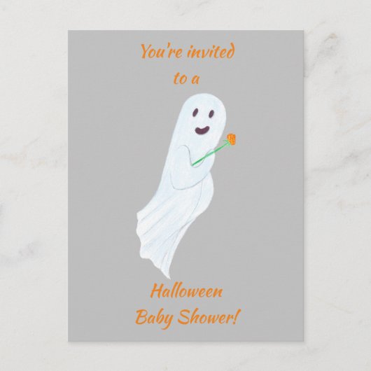 Happy Ghost Halloween Baby Shower Einladung Postka (Vorderseite)