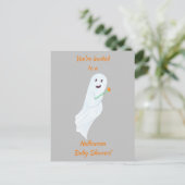 Happy Ghost Halloween Baby Shower Einladung Postka (Stehend Vorderseite)