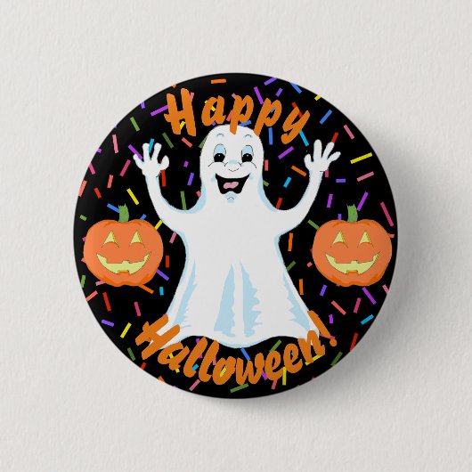 Happy Ghost Halloween Button (Vorderseite)