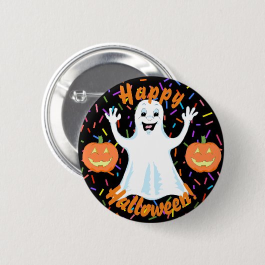 Happy Ghost Halloween Button (Vorne & Hinten)