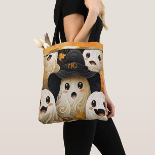 Happy Ghost Halloween Monogram Tasche