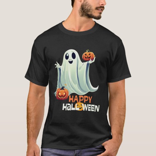 Happy Ghost Happy Halloween T-Shirt (Vorderseite)