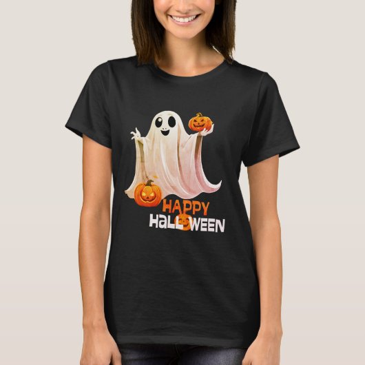 Happy Ghost Happy Halloween T - Shirt (Vorderseite)