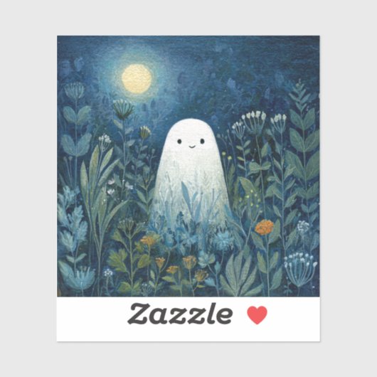 Happy Ghost in Moonlit Garden Aufkleber (Blatt)