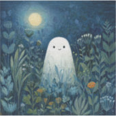 Happy Ghost in Moonlit Garden Aufkleber (Vorderseite)