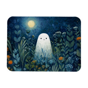 Happy Ghost in Moonlit Garden Flexibel Magnet
