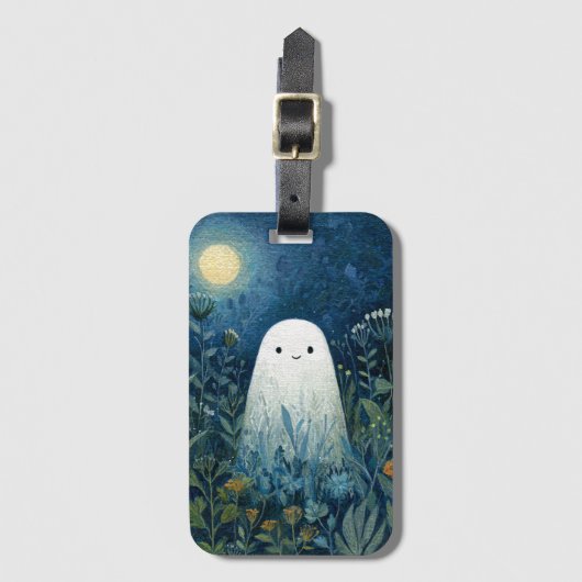 Happy Ghost in Moonlit Garden Gepäckanhänger (Vorderseite Vertikal)