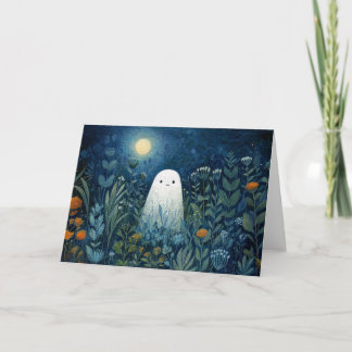Happy Ghost in Moonlit Garden Karte