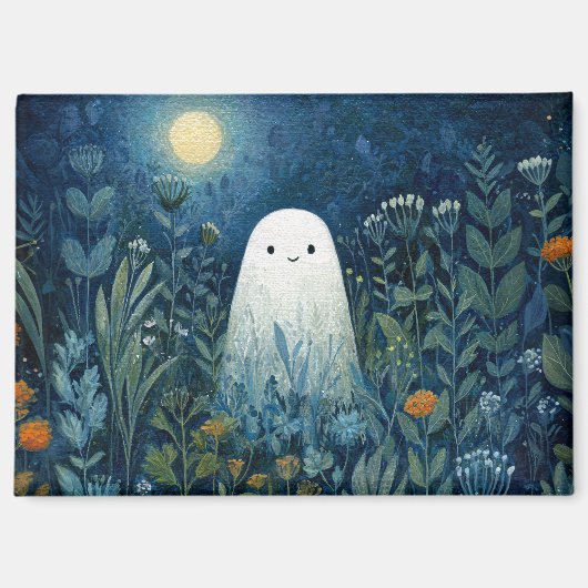 Happy Ghost in Moonlit Garden Magnet (Vorderseite)