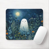 Happy Ghost in Moonlit Garden Mousepad (Mit Mouse)