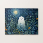 Happy Ghost in Moonlit Garden Puzzle (Horizontal)