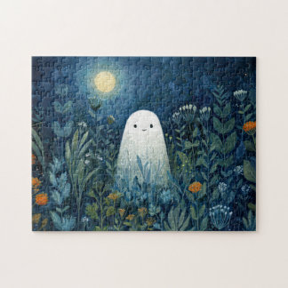 Happy Ghost in Moonlit Garden Puzzle