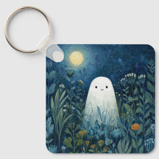 Happy Ghost in Moonlit Garden Schlüsselanhänger