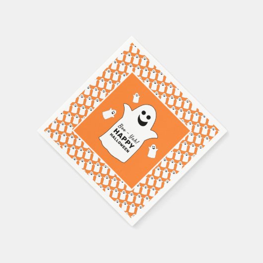 Happy Ghost, Orange Halloween-Party Serviette (Ecke)