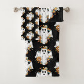 Happy Ghost Pattern Retro Hippie Vibe Badhandtuch Set (Insitu)
