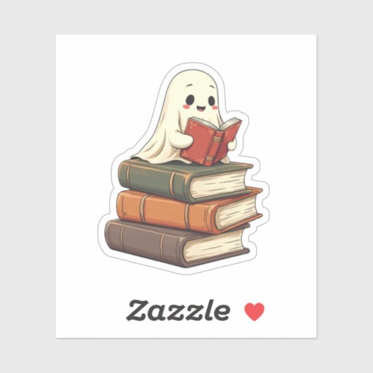 Happy Ghost Reader - Funny Bookworm Aufkleber (Blatt)