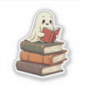 Happy Ghost Reader - Funny Bookworm Aufkleber (Vorderseite)