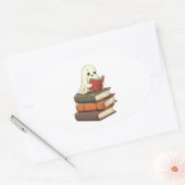Happy Ghost Reader - Spooky Bookworm Ovaler Aufkleber (Umschlag)