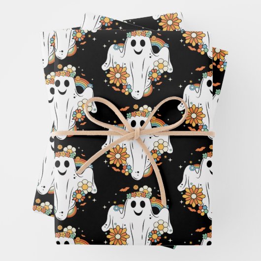 Happy Ghost Retro Hippie Muster Geschenkpapier Set (Beispiel)