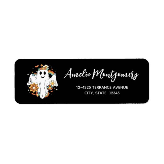 Happy Ghost Retro Hippie Vibe Adresse (Vorne)