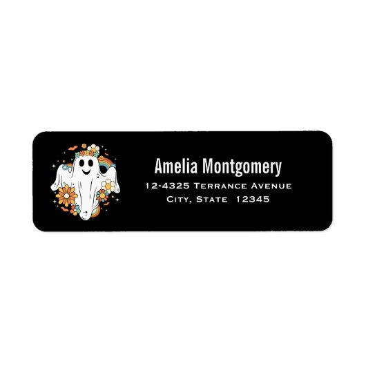 Happy Ghost Retro Hippie Vibe Adresse (Vorne)