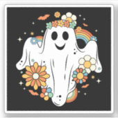 Happy Ghost Retro Hippie Vibe Aufkleber (Vorderseite)