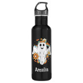 Happy Ghost Retro Hippie Vibe Edelstahlflasche (Vorderseite)