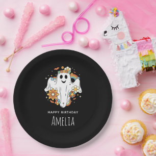 Happy Ghost Retro Hippie Vibe Geburtstag Pappteller