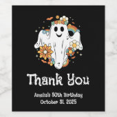 Happy Ghost Retro Hippie Vibe Geburtstag Weinetikett (Einzelnes Label)