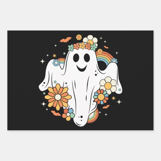 Happy Ghost Retro Hippie Vibe Geschenkpapier Set (Vorderseite 2)
