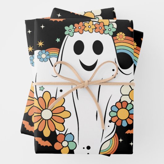 Happy Ghost Retro Hippie Vibe Geschenkpapier Set (Beispiel)