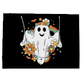 Happy Ghost Retro Hippie Vibe Große Geschenktüte (Rückseite)