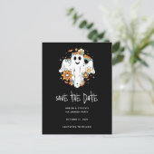 Happy Ghost Retro Hippie Vibe Halloween Ankündigungspostkarte (Stehend Vorderseite)