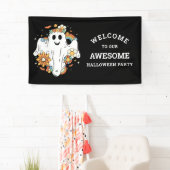 Happy Ghost Retro Hippie Vibe Halloween Banner (Insitu)
