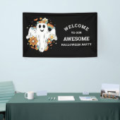 Happy Ghost Retro Hippie Vibe Halloween Banner (Messeveranstaltung)