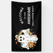 Happy Ghost Retro Hippie Vibe Halloween Banner (Vertikal)