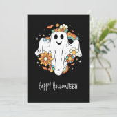 Happy Ghost Retro Hippie Vibe Halloween Dankeskarte (Stehend Vorderseite)