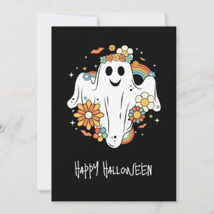 Happy Ghost Retro Hippie Vibe Halloween Dankeskarte