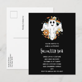 Happy Ghost Retro Hippie Vibe Halloween Einladungspostkarte