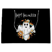 Happy Ghost Retro Hippie Vibe Halloween Große Geschenktüte (Vorderseite)