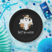Happy Ghost Retro Hippie Vibe Halloween Pappteller (Party)