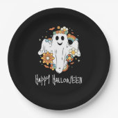 Happy Ghost Retro Hippie Vibe Halloween Pappteller (Vorderseite)