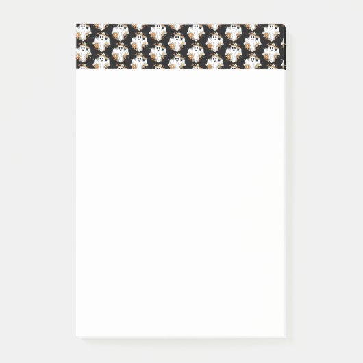 Happy Ghost Retro Hippie Vibe Muster Post-it Klebezettel (Vorderseite)