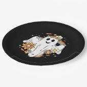 Happy Ghost Retro Hippie Vibe Pappteller (Schrägansicht)