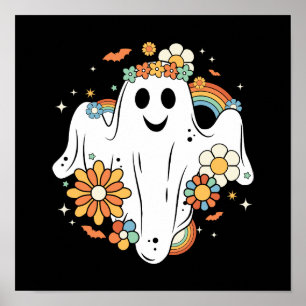 Happy Ghost Retro Hippie Vibe Poster