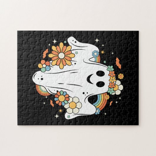 Happy Ghost Retro Hippie Vibe Puzzle (Horizontal)