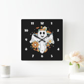 Happy Ghost Retro Hippie Vibe Quadratische Wanduhr (Zuhause)